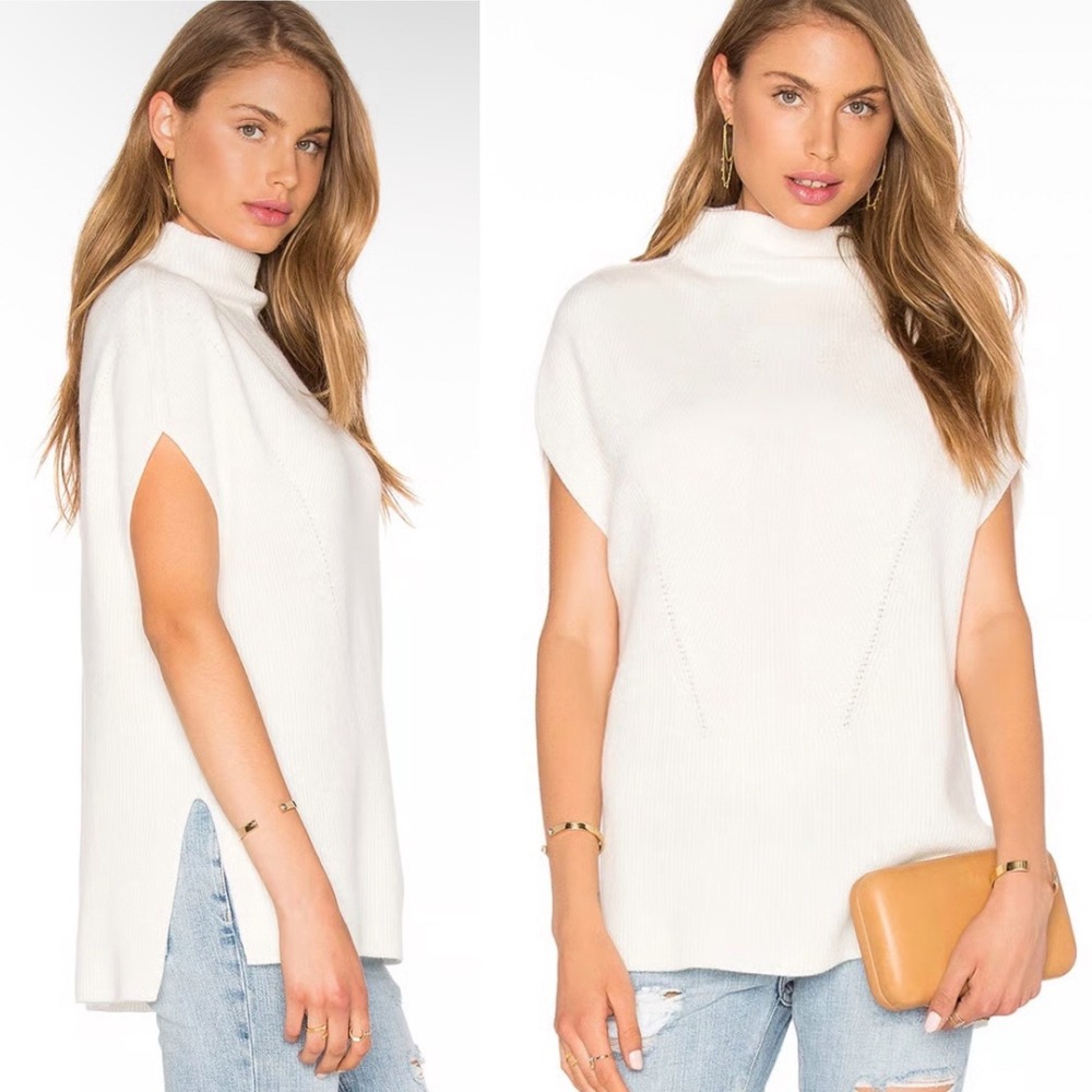 Vince Sleeveless‎ Turtleneck Sweater Small off white wool cashmere minimalist